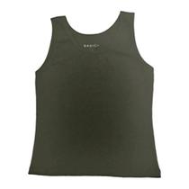 Regata listrada, basic+, em malha poliester com viscose e elastano, ref b973 na cor verde militar m