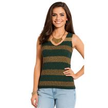 Regata Listrada Vih Triny em Tricô Feminina Moda Casual Estilo e Conforto