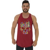 Regata Longline Estampada Masculina MXD Conceito Caveira Abstrata Regata Longline Estampada Masculina MXD Conceito Caveira Abstrata