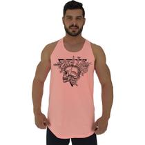 Regata Longline Estampada Masculina MXD Conceito Caveira e Rosas Regata Longline Estampada Masculina MXD Conceito Caveira e Rosas