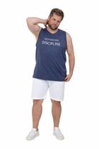 Regata Machão Plus Size Motivation Discipline Meia Malha Mescla Leve