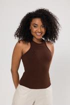 Regata Marrom Cavada Estilo "Nadador" Em Cotton Sustentável