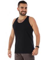 Regata Masculina Básica Tradicional Algodão Preto