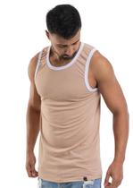 Regata Masculina Bicolor Canelada Modelo Slim
