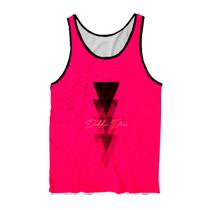 Regata Masculina Blusa Estampa Full Rosa Cones Preto Verão