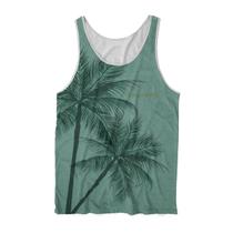 Regata Masculina Blusa Estampa Verde com Coqueiros Praia Verão