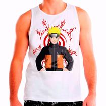 Regata Masculina Branca Desenho Naruto Anime 01