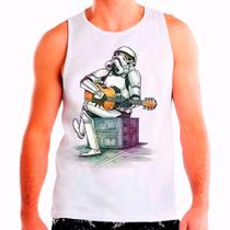 Regata Masculina Branca Star Wars Trooper Violão 18 Regata Masculina Branca Star Wars Trooper Violão 18