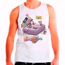 Regata Masculina Branca Super Nintendo SNES - DESIGN CAMISETAS Regata Masculina Branca Super Nintendo SNES - DESIGN CAMISETAS