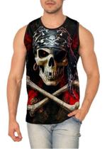 Regata Masculina Caveira De Pirata Black Skull 122