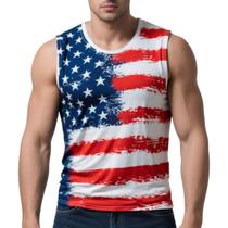Regata Masculina DZMDIP com Estampa da Bandeira Americana XL Regata Masculina DZMDIP com Estampa da Bandeira Americana XL