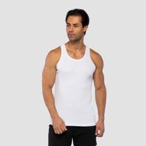 Regata Masculina Lisa Decote Costas Fechado Canelada Algodão