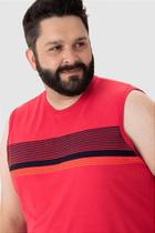 Regata Masculina Plus Size Listrado Frontal em Algodão - Malwee Regata Masculina Plus Size Listrado Frontal em Algodão - Malwee