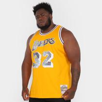 Regata Mitchell e Ness 75TH Anni Jersey La Lakers Magic Johnson Plus Size Masculina