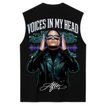 REGATA OVERSIZED ARGY VOICES IN MY HEAD PRETA - 100% Algodão, Corte a Fio, Estilo Streetwear REGATA OVERSIZED ARGY VOICES IN MY HEAD PRETA - 100% Algodão, Corte a Fio, Estilo Streetwear