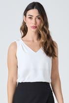 Regata PKS Com Botão Jóia Off White Regata PKS Com Botão Jóia Off White