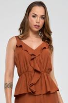 Regata PKS Peplum Viscose Marrom Regata PKS Peplum Viscose Marrom