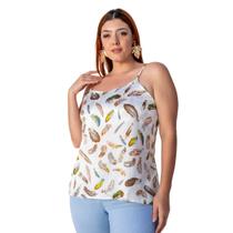 Regata Plus Size Alcinha Crepe Estampada com Alça Regulável Premium