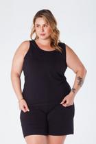 Regata Plus Size Básica Ajustada Viscolycra Preta Brenda