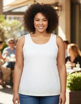 Regata plus size c/ aplicação glitter na barra g1 Regata plus size c/ aplicação glitter na barra g1