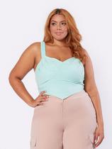 Regata Plus Size Cropped Com Detalhe no Busto Feminino Leve