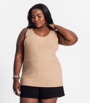 Regata Plus Size Em Ribana Canelada Secret Glam Marrom Regata Plus Size Em Ribana Canelada Secret Glam Marrom
