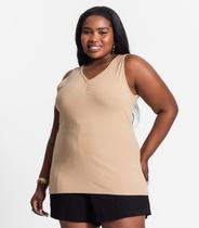 Regata Plus Size Em Ribana Canelada Secret Glam Marrom Regata Plus Size Em Ribana Canelada Secret Glam Marrom