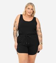 Regata Plus Size Em Ribana Canelada Secret Glam Preto Regata Plus Size Em Ribana Canelada Secret Glam Preto