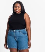 Regata Plus Size Em Ribana Canelada Secret Glam Preto