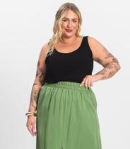 Regata Plus Size Em Ribana Canelada Secret Glam Preto Regata Plus Size Em Ribana Canelada Secret Glam Preto