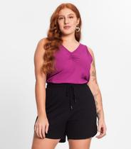 Regata Plus Size Em Ribana Canelada Secret Glam Roxo