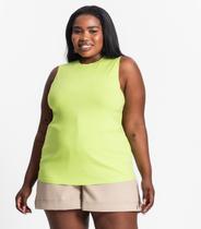 Regata Plus Size Em Ribana Canelada Secret Glam Verde