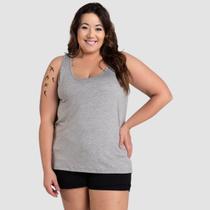 Regata Plus Size Feminina Algodão Blusa Academia Basica Lisa Coloridas