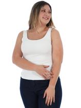 Regata Plus Size Feminina Lisa Fitness Poliamida Branca