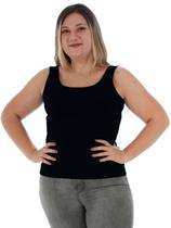 Regata Plus Size Feminina Lisa Fitness Poliamida Preta