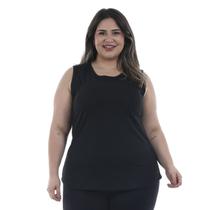 Regata Plus Size Lisa Básica Algodão Slim Verão