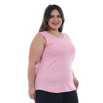 Regata Plus Size Lisa Básica Algodão Slim Verão