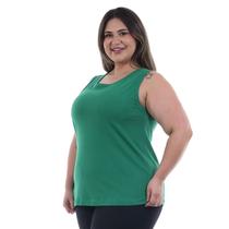 Regata Plus Size Lisa Básica Algodão Slim Verão