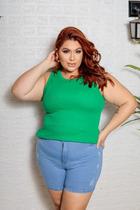 Regata Plus Size Listrada Branca