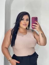 Regata Plus Size Listrada Branca