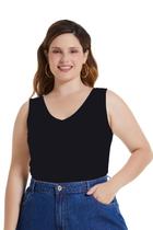 Regata Plus Size Lunender Canelada Preto Regata Plus Size Lunender Canelada Preto
