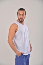 Regata pré-encolhida e amaciada Branca - Alta qualidade em malha 100% algodão Regata pré-encolhida e amaciada Branca - Alta qualidade em malha 100% algodão