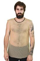 Regata Rede Transparente Nude 100% Algodão