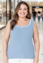 Regata retilínea plus size em malha viscose canelada malwee