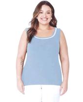 Regata retilínea plus size em malha viscose canelada malwee