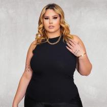 Regata Ribana em Malha Canelada Plus Size