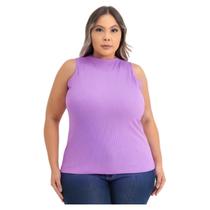 Regata Ribana em Malha Canelada Plus Size