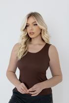 Regata ribana gola o tl marrom Regata ribana gola o tl marrom