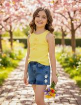 Regata Ribana Laços de Tule Amarelo Momi