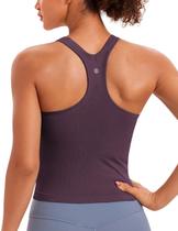 Regata Sem Costura CRZ YOGA Canelada com Costas em Y Roxa XL Regata Sem Costura CRZ YOGA Canelada com Costas em Y Roxa XL